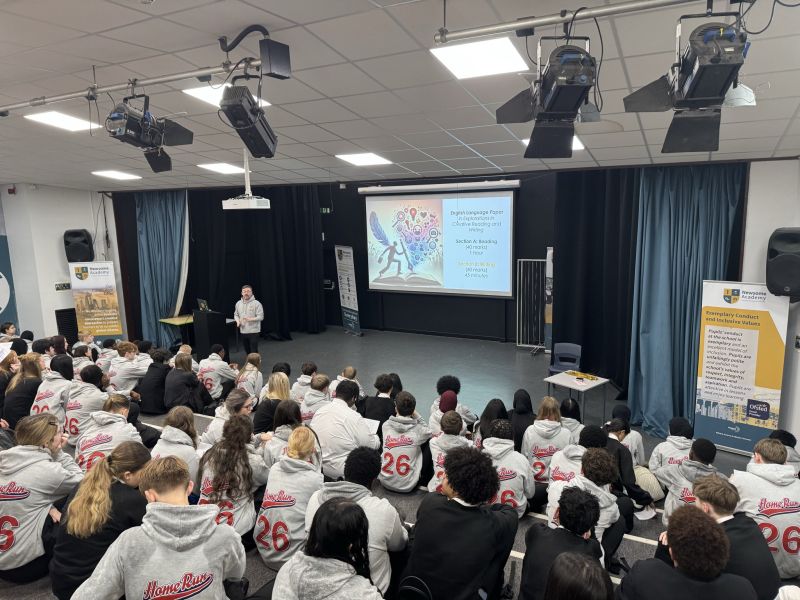 Image for the Tweet beginning: Y11 Pep Talk before their